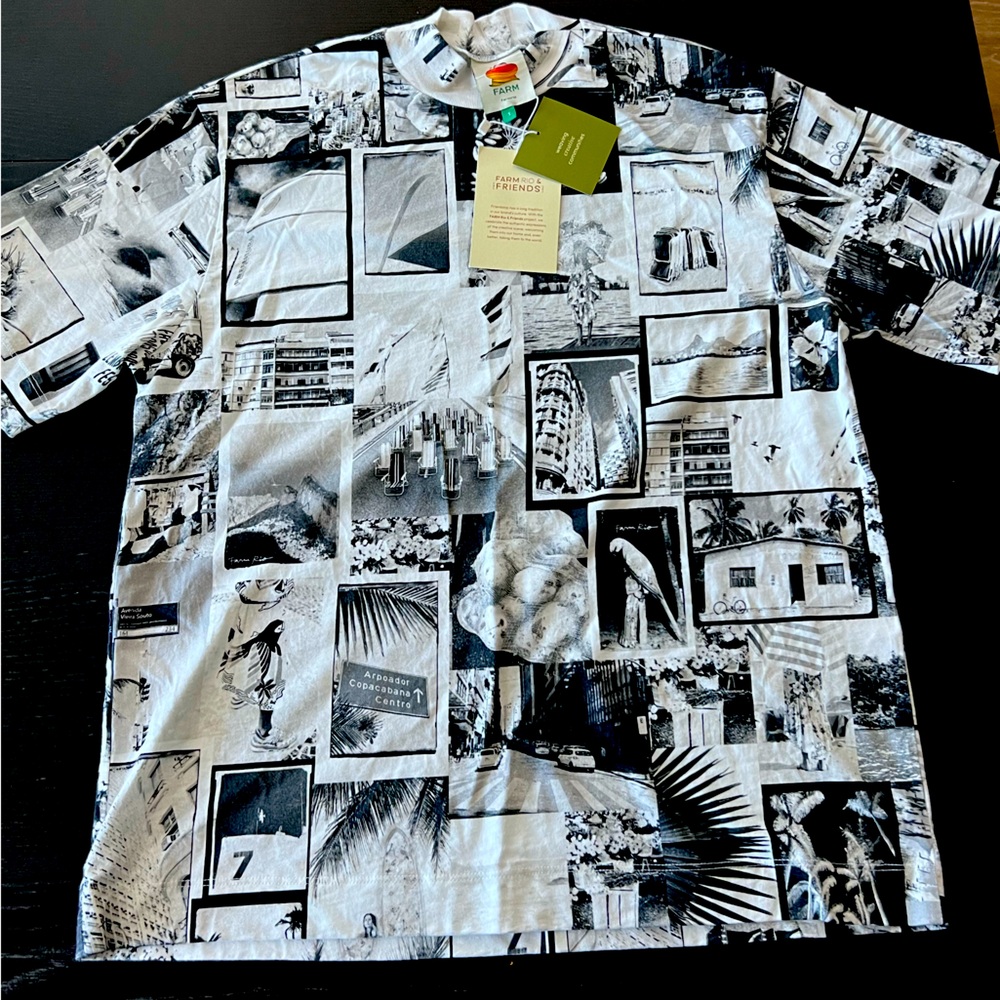 NWT FARM RIO BLACK & WHITE T SHIRT